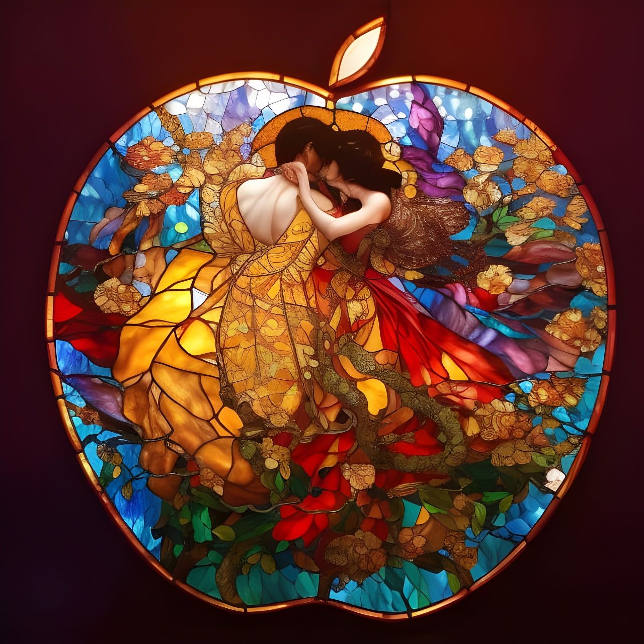 Stained Glass Apple: Prince and Snow White