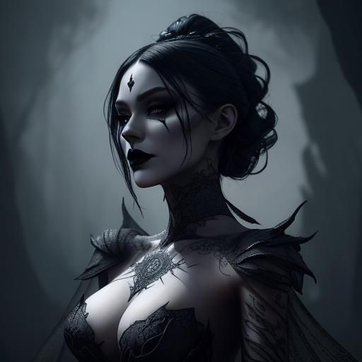 Gothic Female Figure with Glowing Eyes