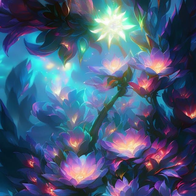 Glowing Magical Flowers: Hyperrealistic Concept Art