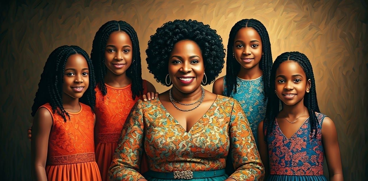 African American Mother Surrounded by Loving Family