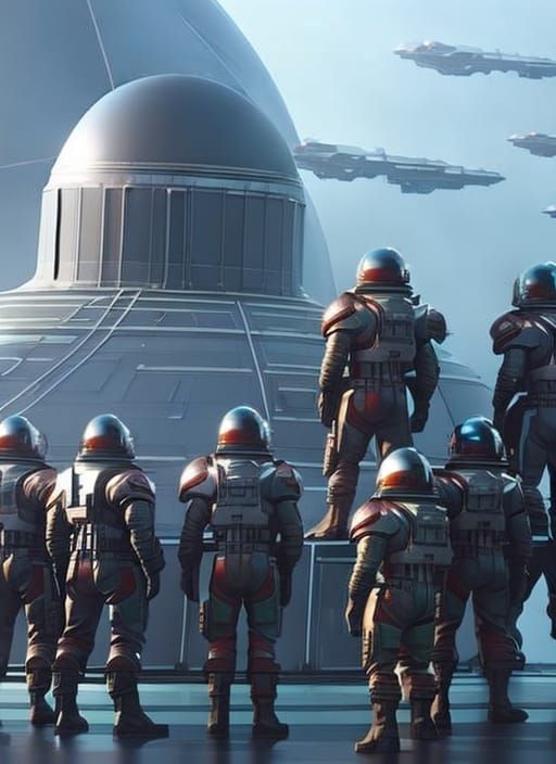 Astronauts and Spaceship: Detailed Sci-Fi Painting