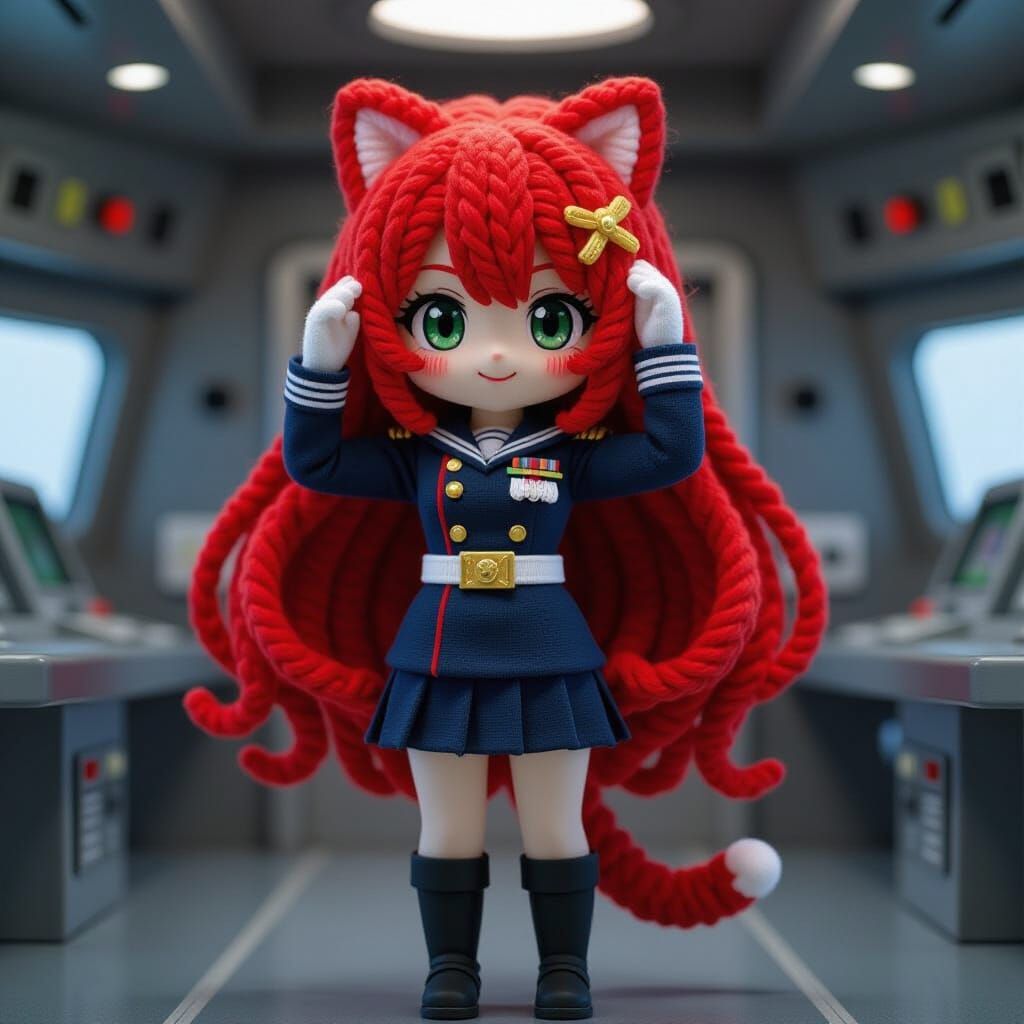 Yarn Art: Cat Woman Rear Admiral in Space