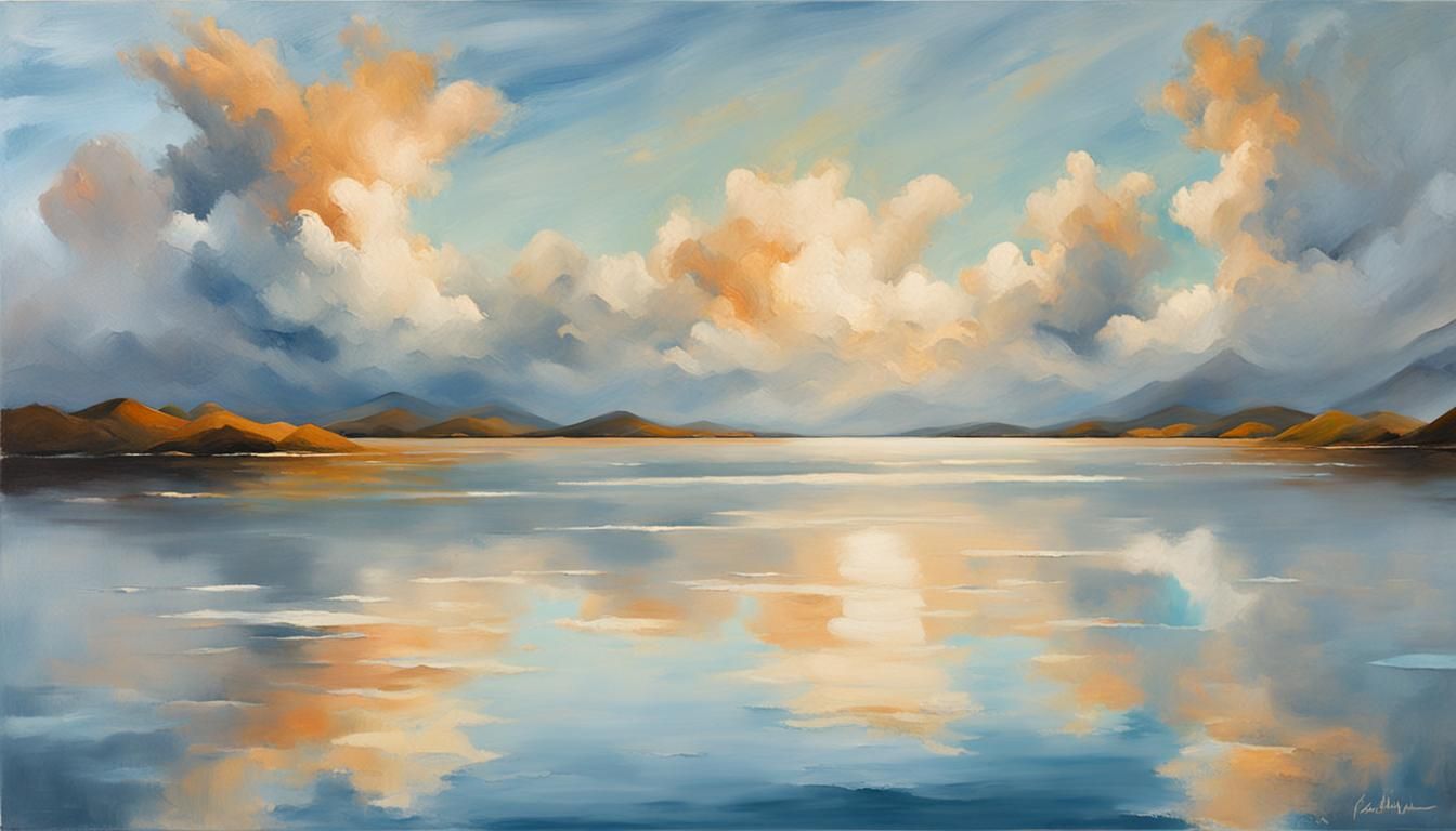 Minimalist Water Landscape Oil Painting