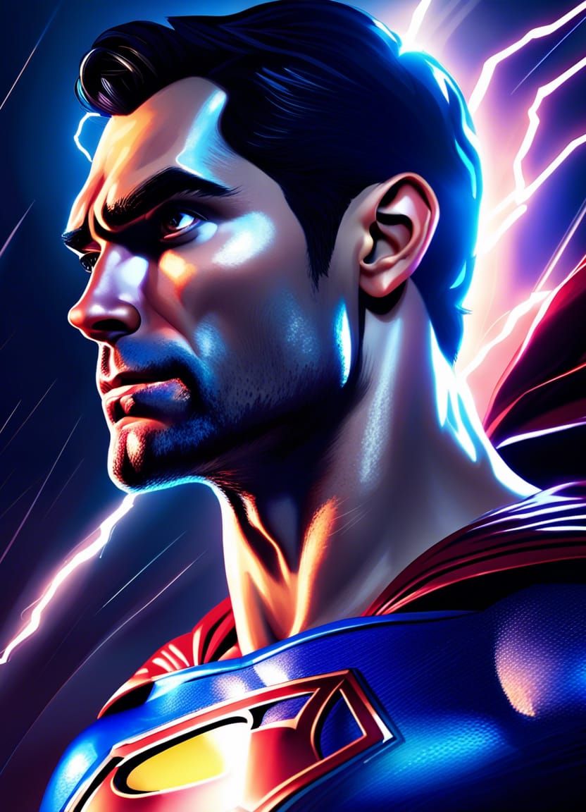 Superman Portrait in Dynamic Night Scene