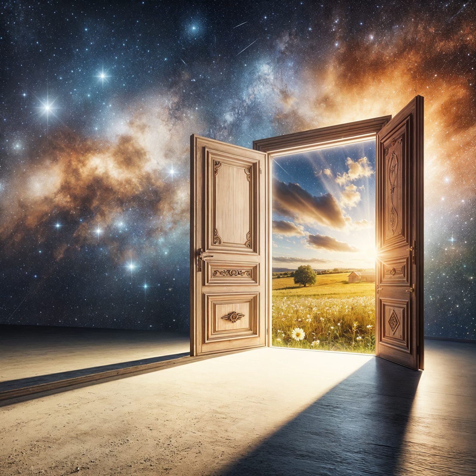 Celestial Doorway Reveals a Sunlit Landscape