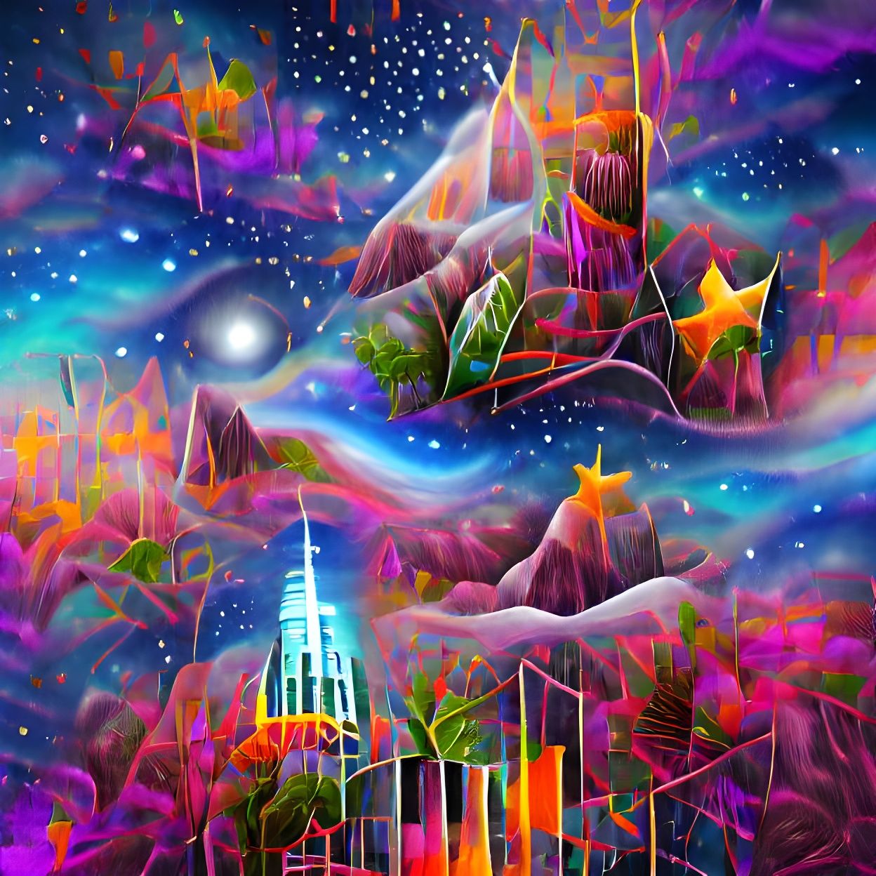 Empire State Building in Jungle: Digital Art