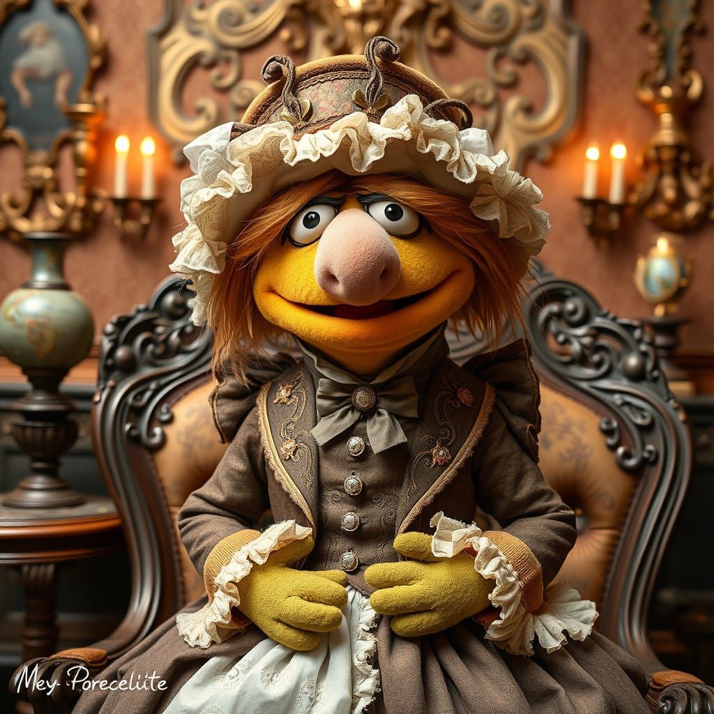 Victorian Muppet Character in Ornate Setting