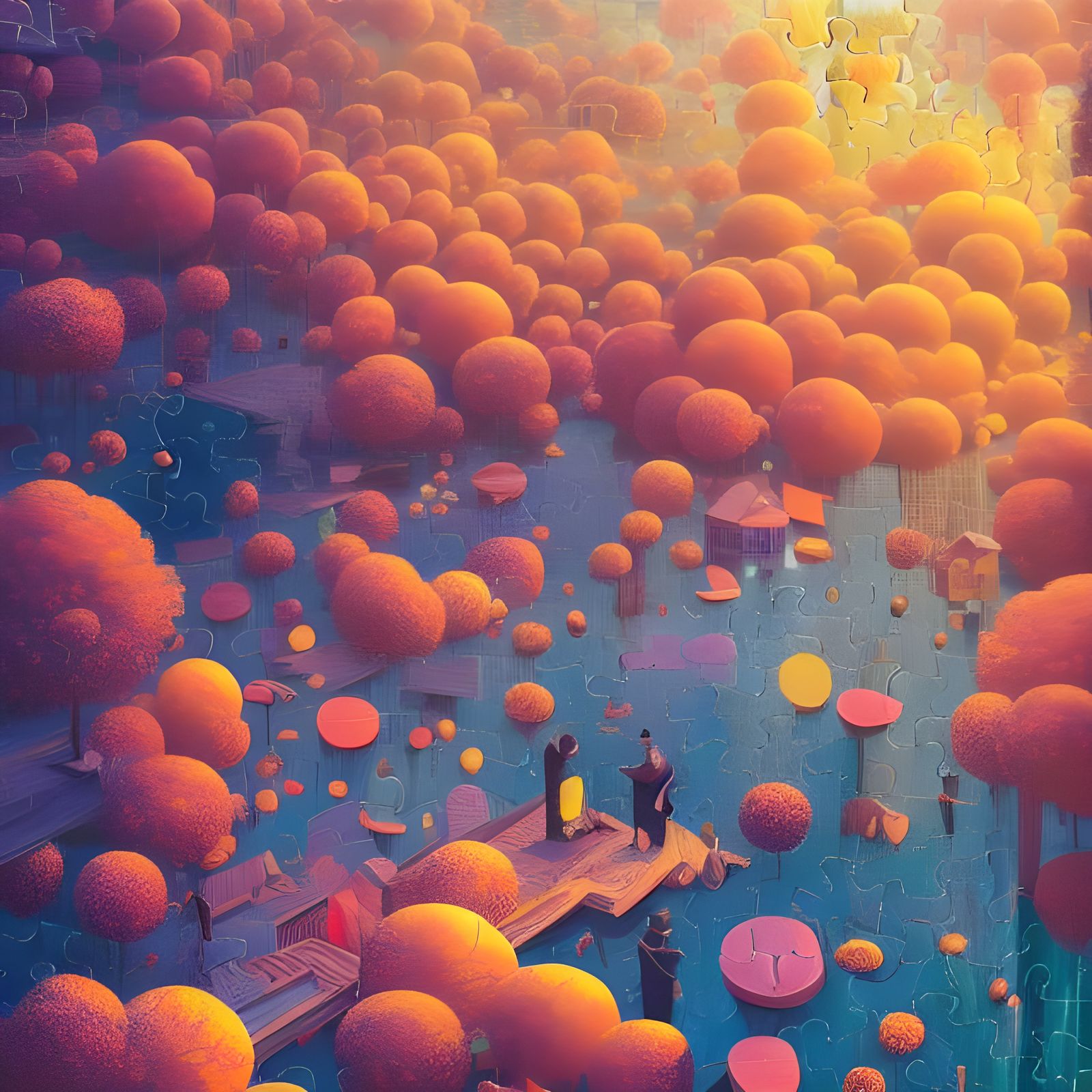 Hyperrealistic Jigsaw Puzzle Landscape in Splash Colors