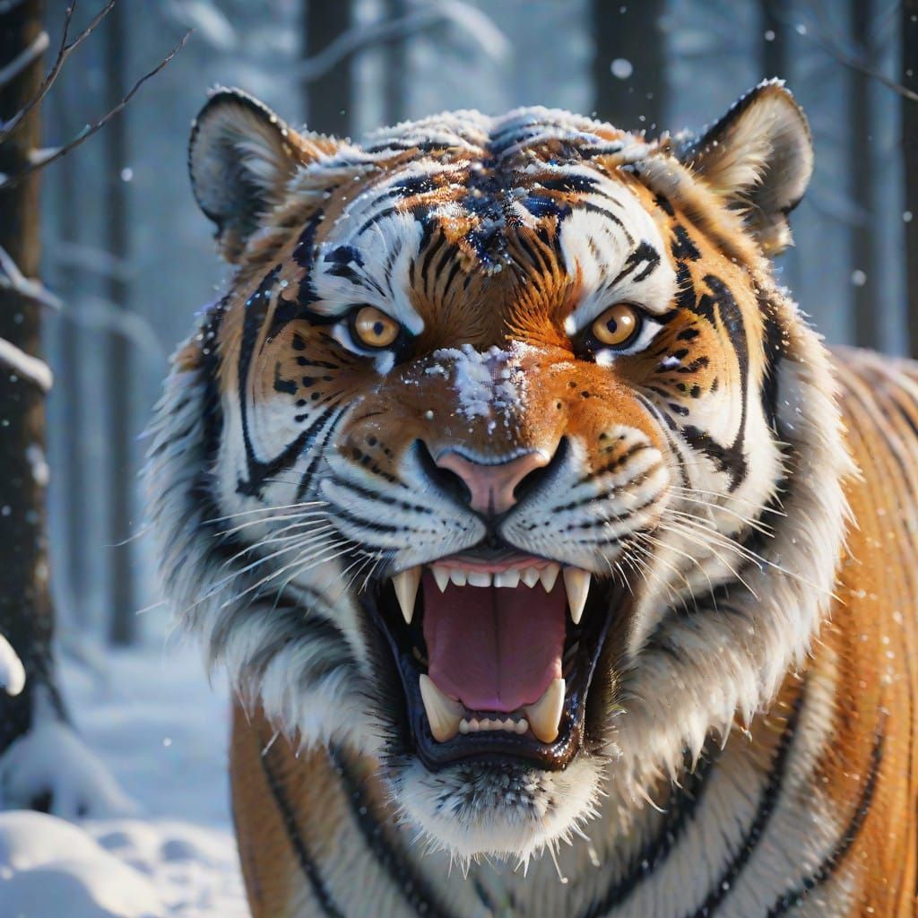 Majestic Siberian Tiger in Winter Wonderland