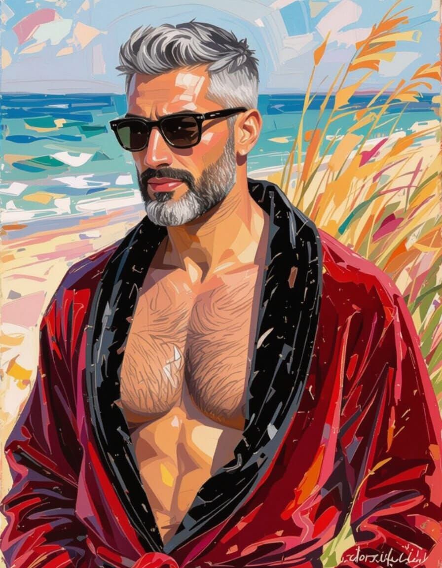 Impressionist Oil Painting Of A Proud Smiling Man