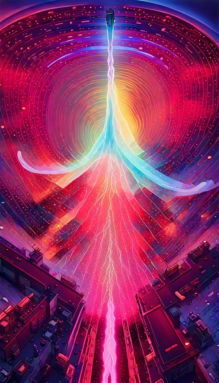 Cosmic Gaze: A Neon Surreal Digital Illustration