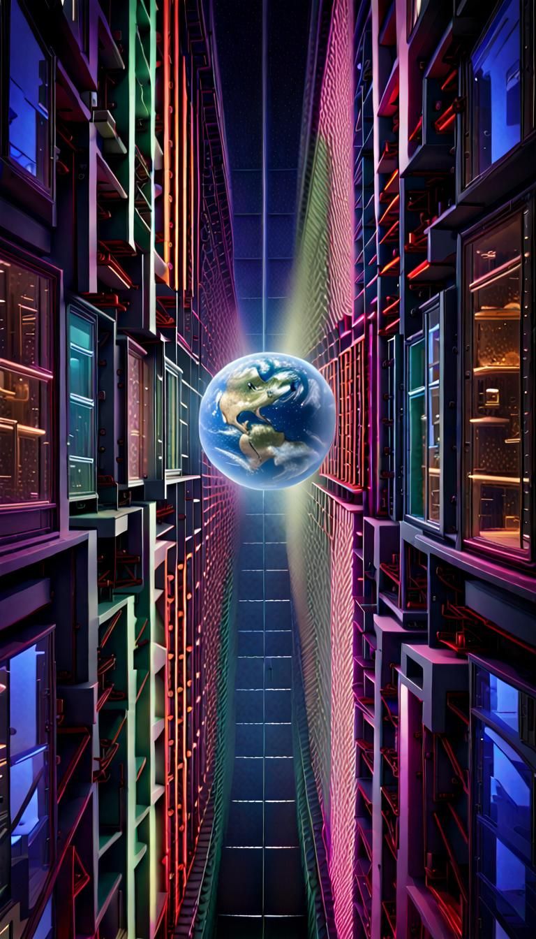 Universe Gazes Back: Neon Surrealism in Digital Art