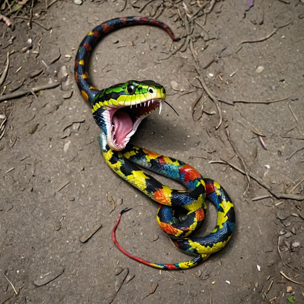 Rainbow Snake Hissing: A Colorful Serpent
