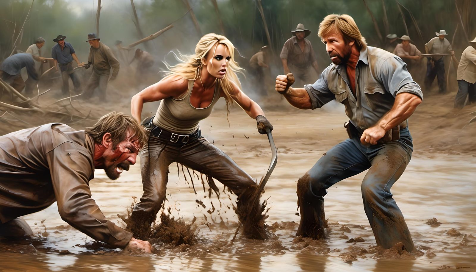 Britney Spears vs. Chuck Norris Mud Fight