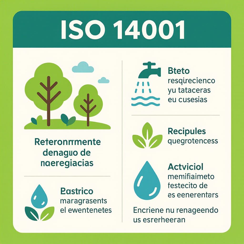 ISO 14001 Infographic in Spanish with Nature Elements