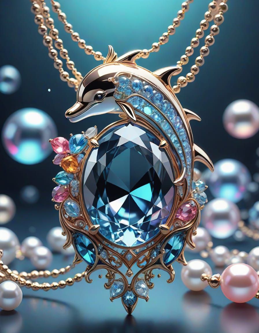 Luxurious Anime-Inspired Crystal Dolphin Necklace in Pastel ...