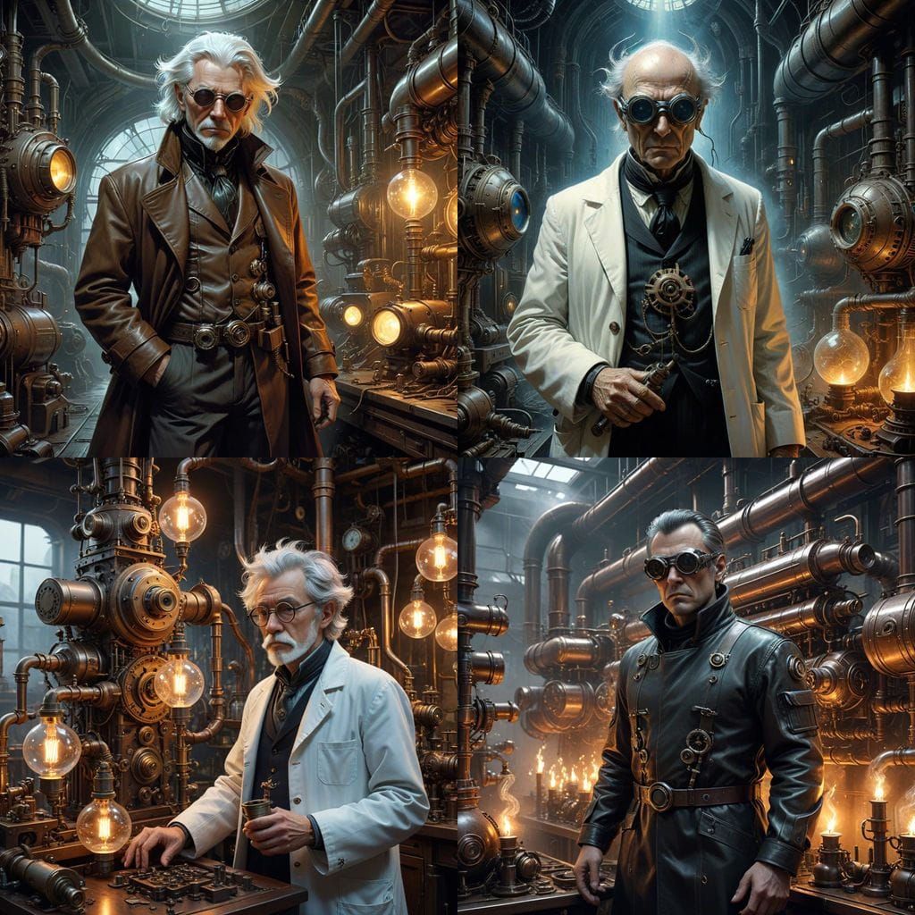 Innovative Steampunk Professor Conducts Experiments