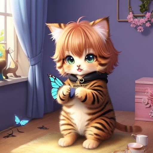 Chibi Cat's Stardust Butterfly Morning