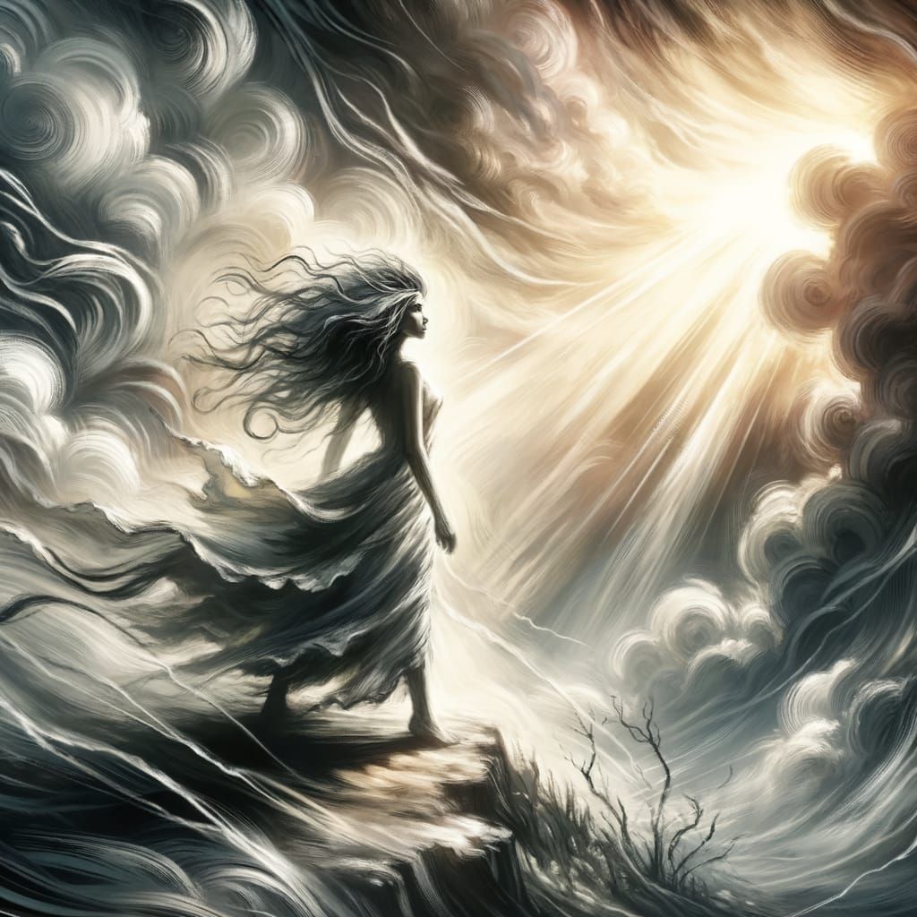 Feminine Power in Stormy Skies