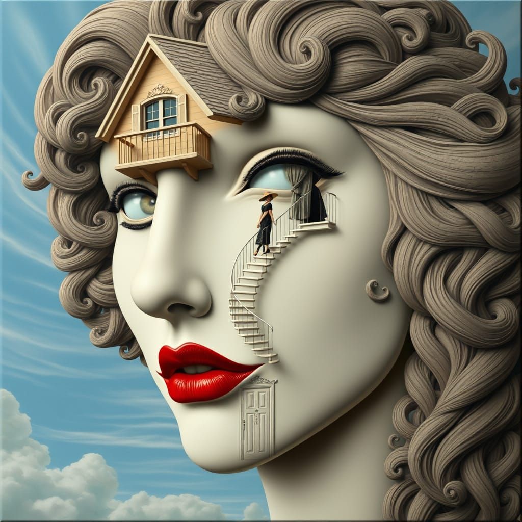 Ethereal Goddess Emerging from Whimsical Dreamscape in Gothi...