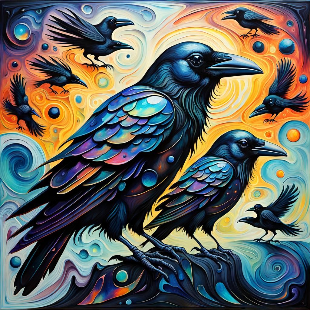 Obsidian Crows in Zaffre Cosmic Dreamscape