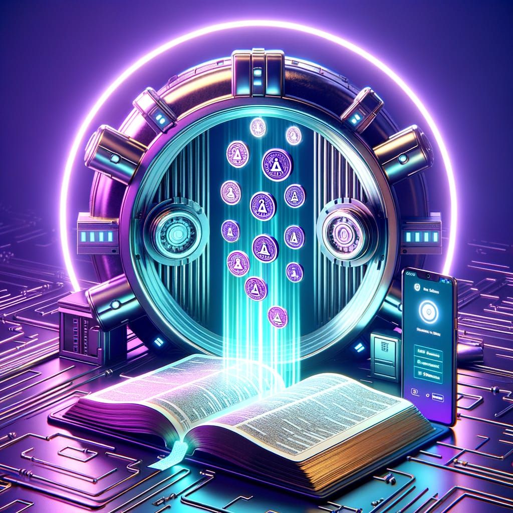 Futuristic Vault Reveals Luminous Tokens in Cyberpunk Style