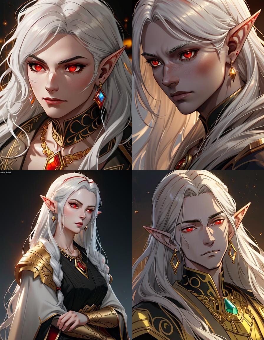 Ash-Skinned Elf Portrait in Anime Style