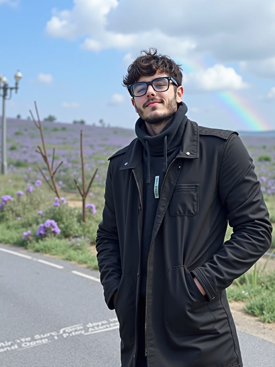 Boy in Rainbow Field: Hyper-realistic Fantasy Art