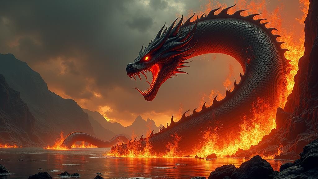 Serpent Devil in Fiery Lake