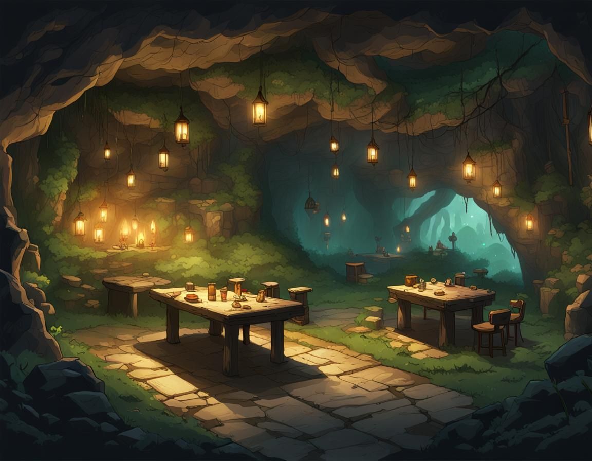 Magical Underground Assassin Headquarters in Dark Fantasy St...