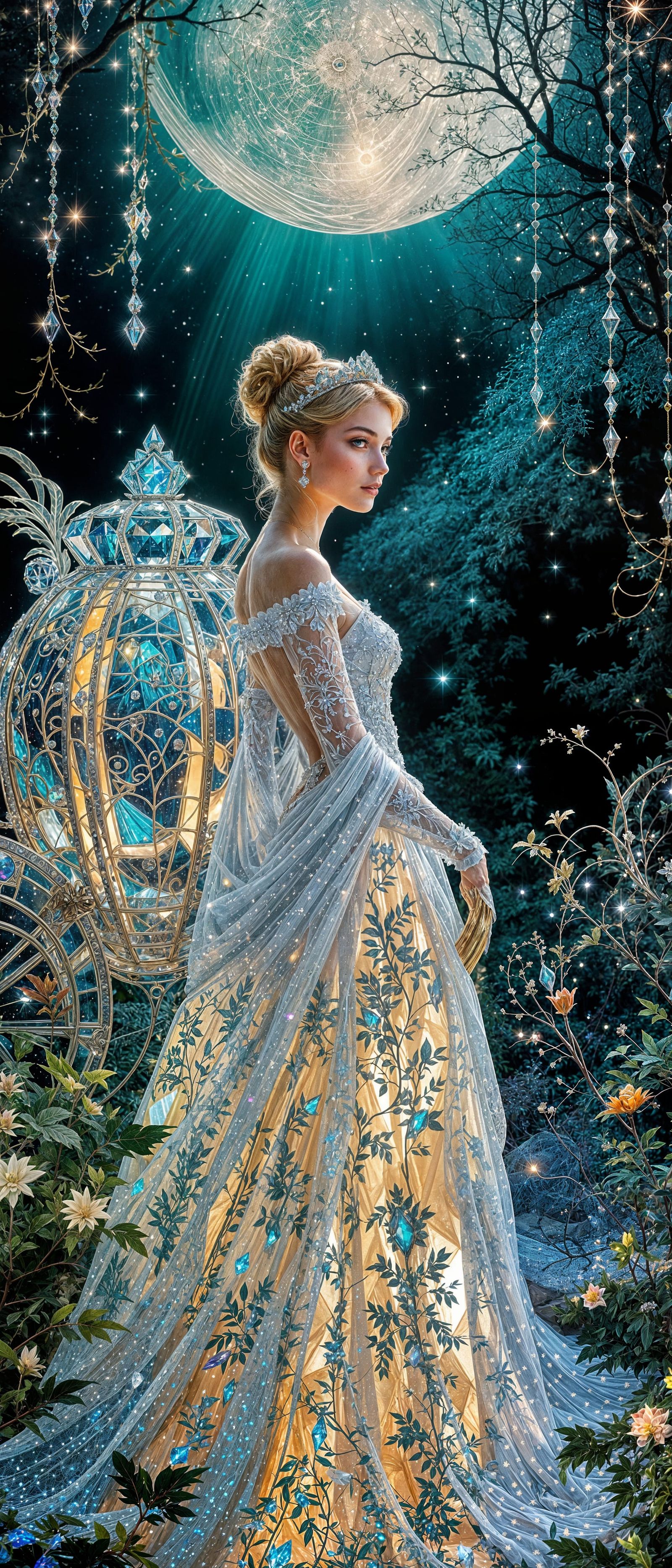 Enchanted Moonlit Crystal Coach in Whimsical Dream Style