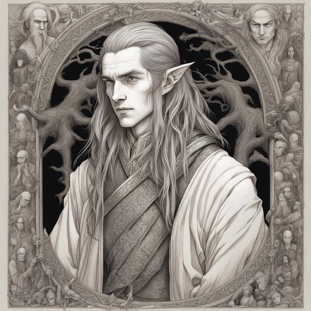 Elf Monk 'Way of Mercy' in Manga Style