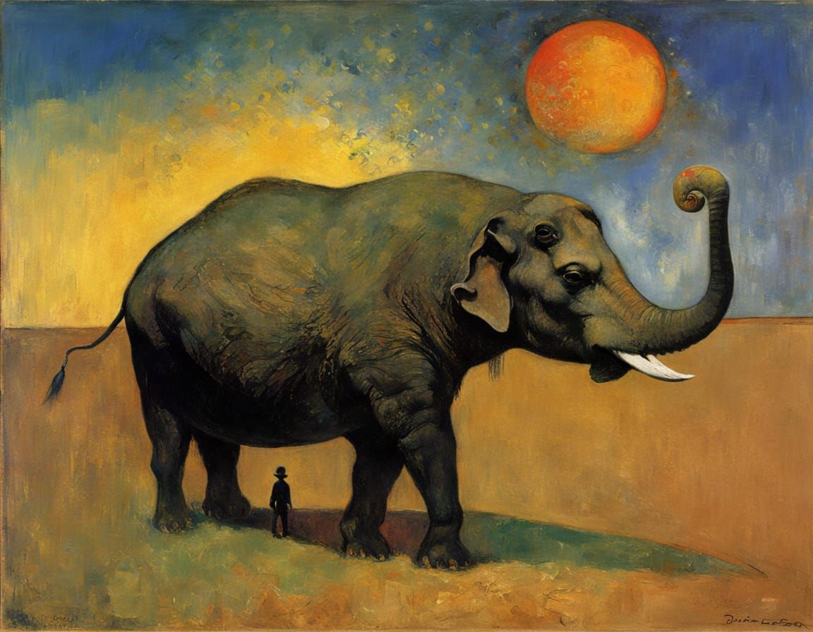 Surreal Elephant Portrait in Dreamlike Style