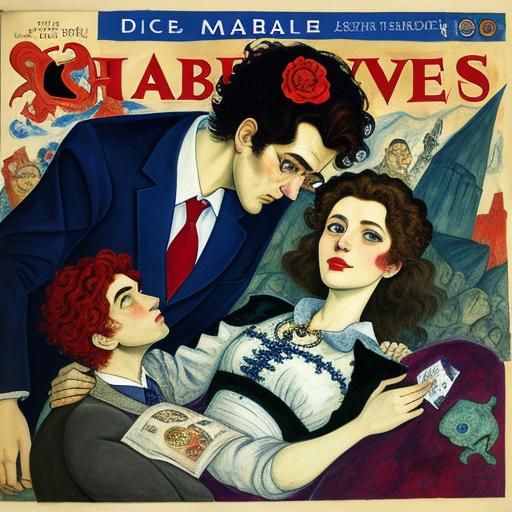 Scylla and Charybdis: Magazine Cover in Chagall/Schiele Styl...