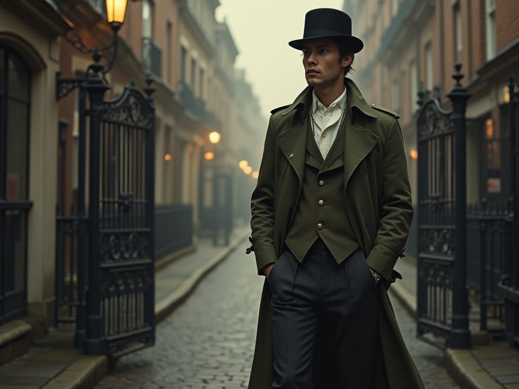 Stylish Male Model in Victorian-Modern Ensemble