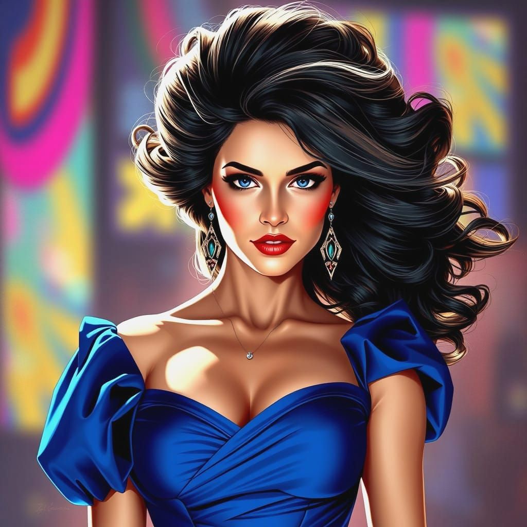 Vibrant 80's Bridesmaid in Brilliant Blue