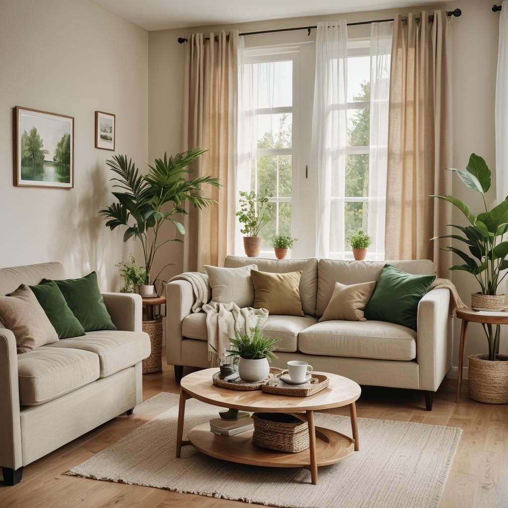 Cozy Living Room Interior with Earthy Tones
