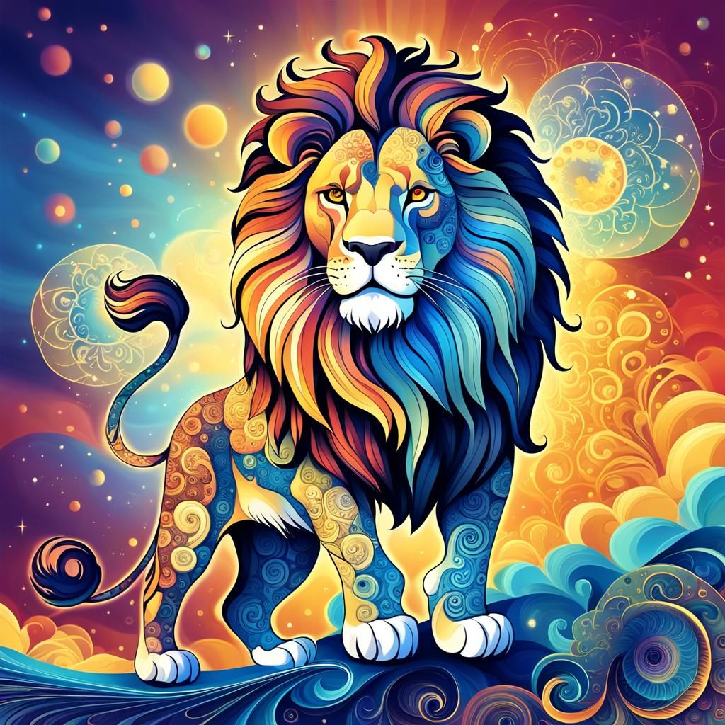 Regal Leo Zodiac Sign in Dreamlike Colors