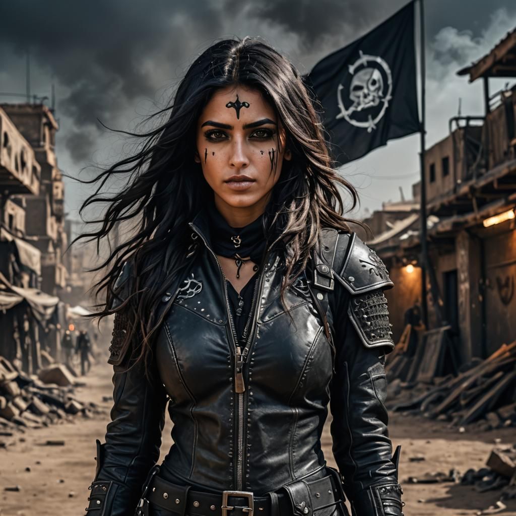 Post-Apocalyptic Arabian Woman in Anarchist Punk Style