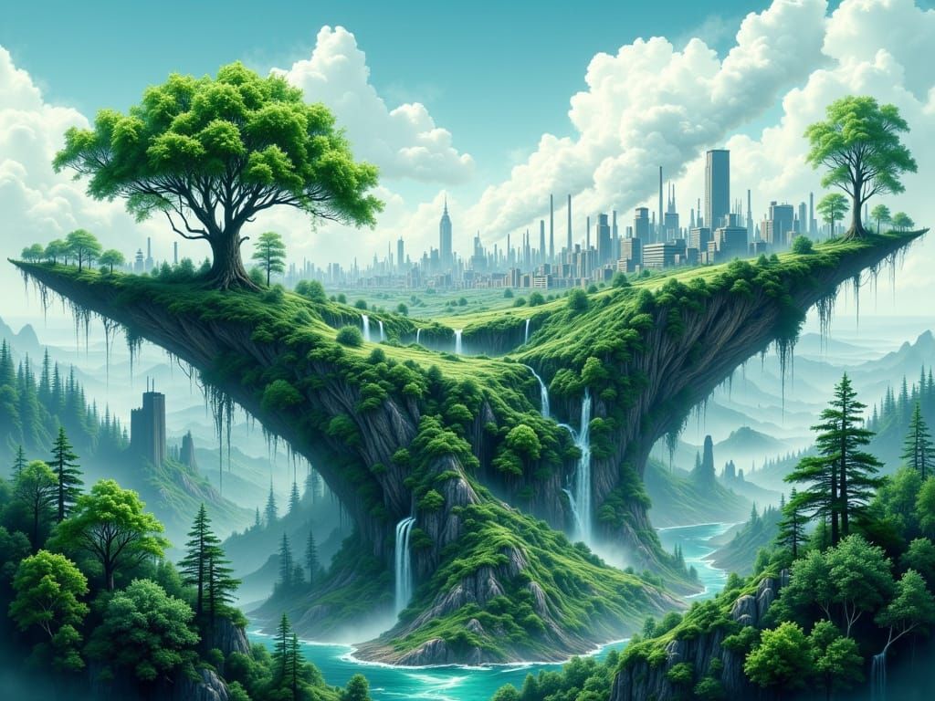 Utopian Ecosystem Meets Dystopian Cityscape