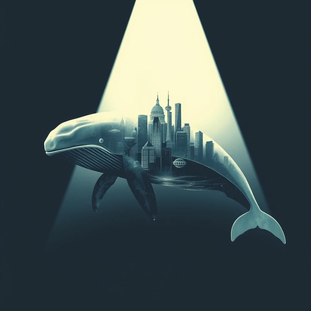 Translucent Whale Silhouette with Miniature City