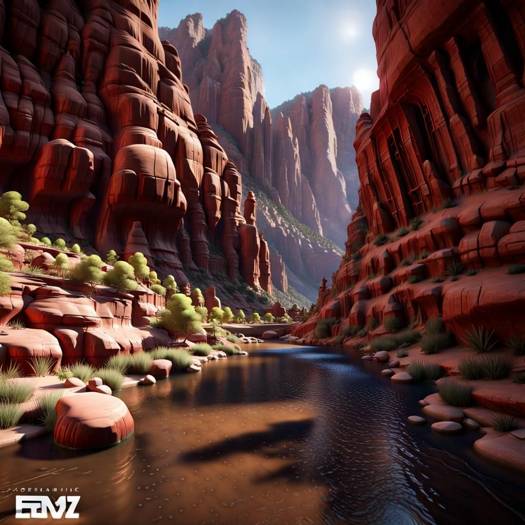 Red Rock Canyon with Ancient Cliffside Buildings