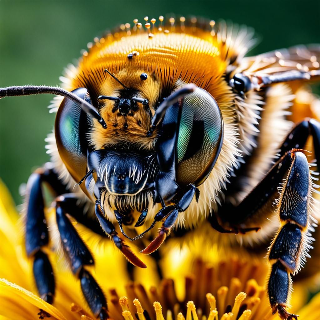 Hyperrealistic Macro Photo of a Bee's Face