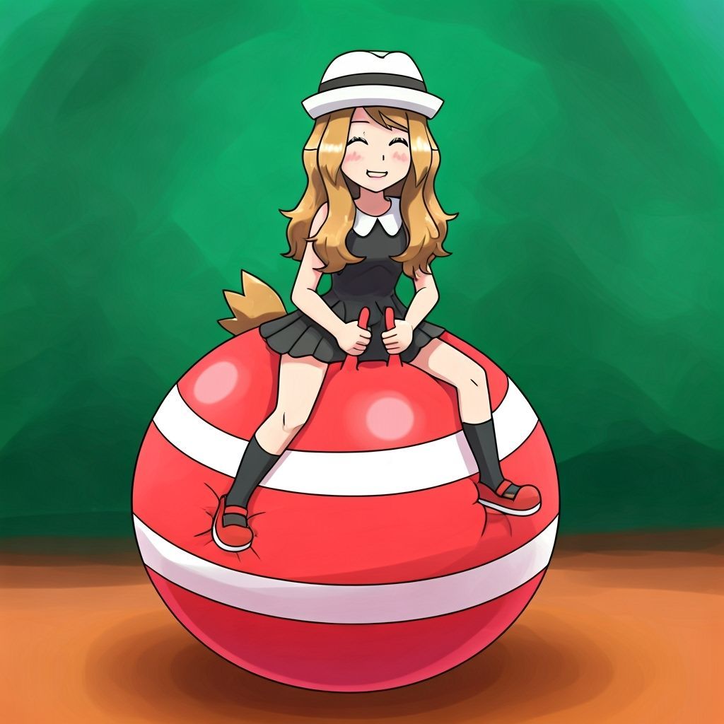 Pokémon Serena Bouncing on a Hopper Ball in 2D