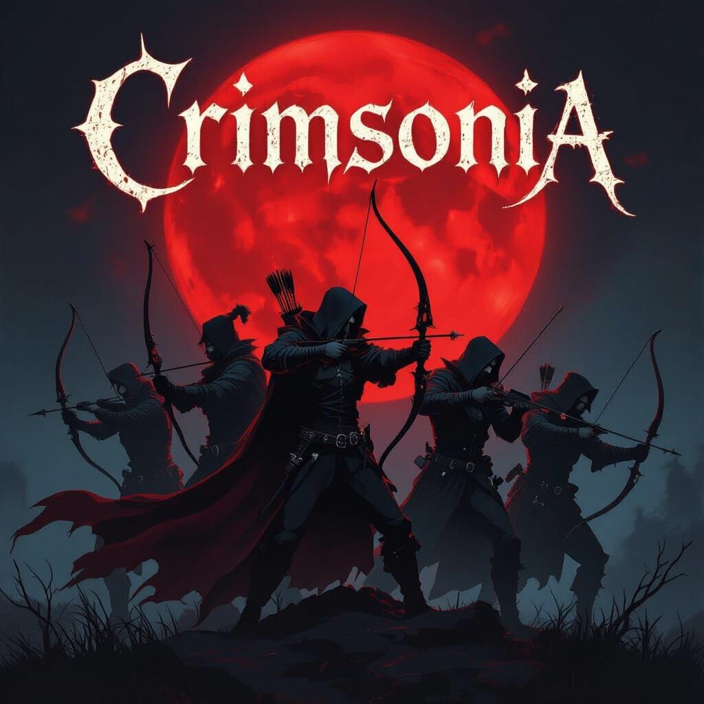 Vampire Hunters Silhouette Against Blood Moon