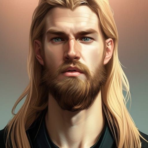 Blond Man with Beard: Comic Book Portrait