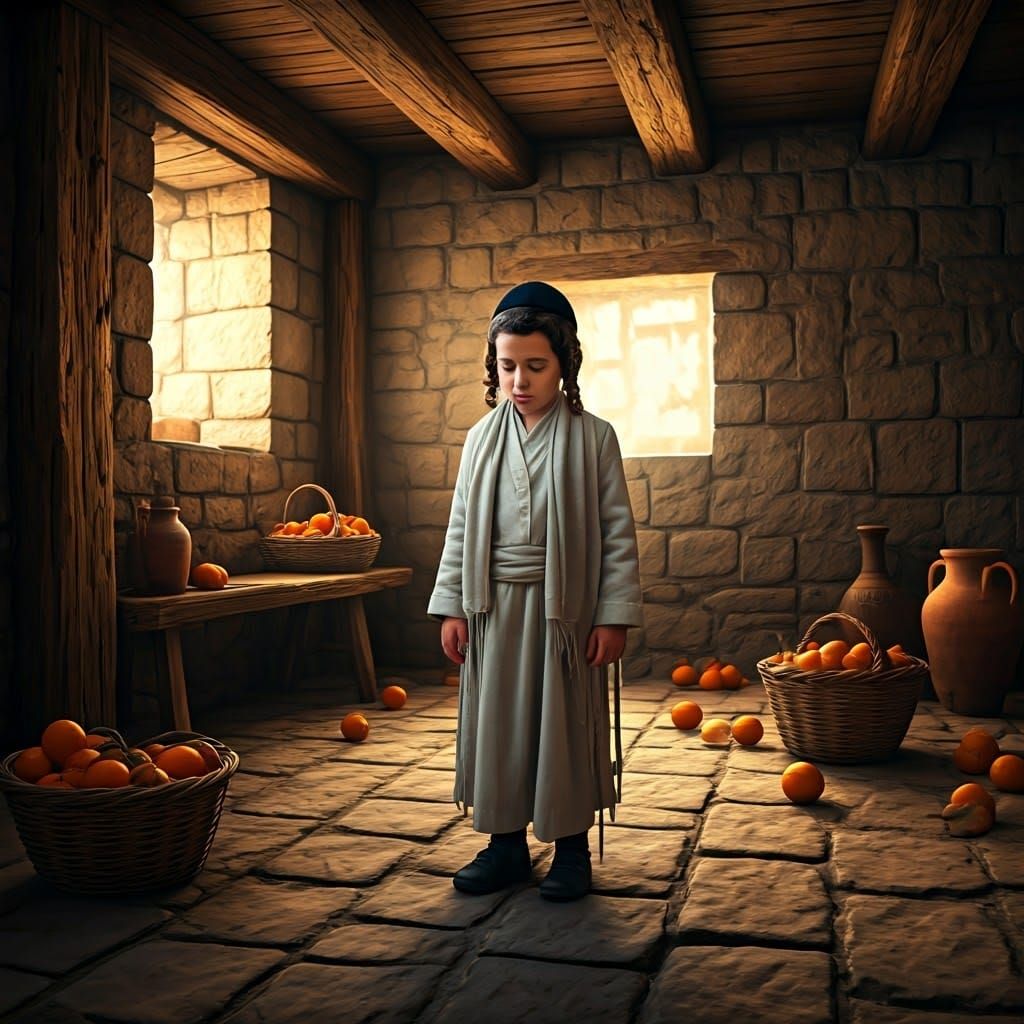 Traditional Jewish Youth in Ancient Home