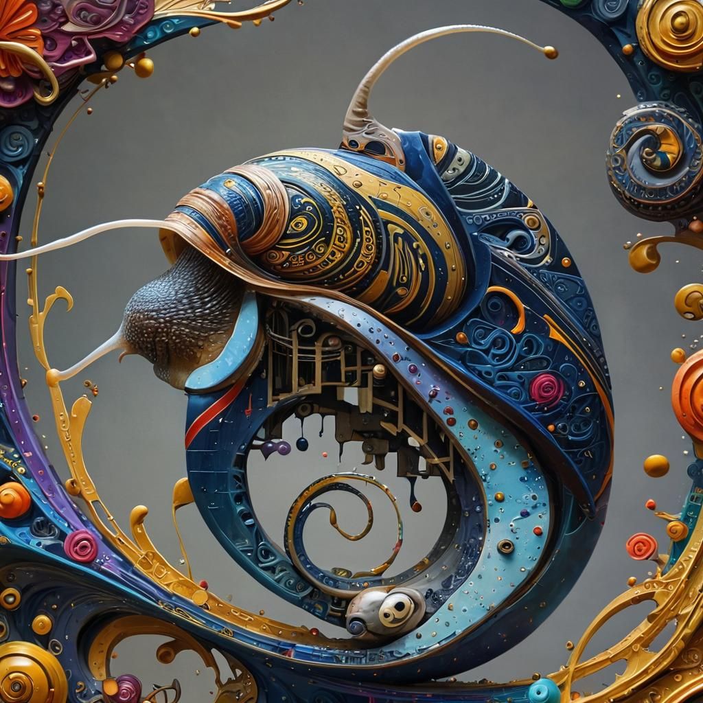 Bright Snail in Folk Art Style