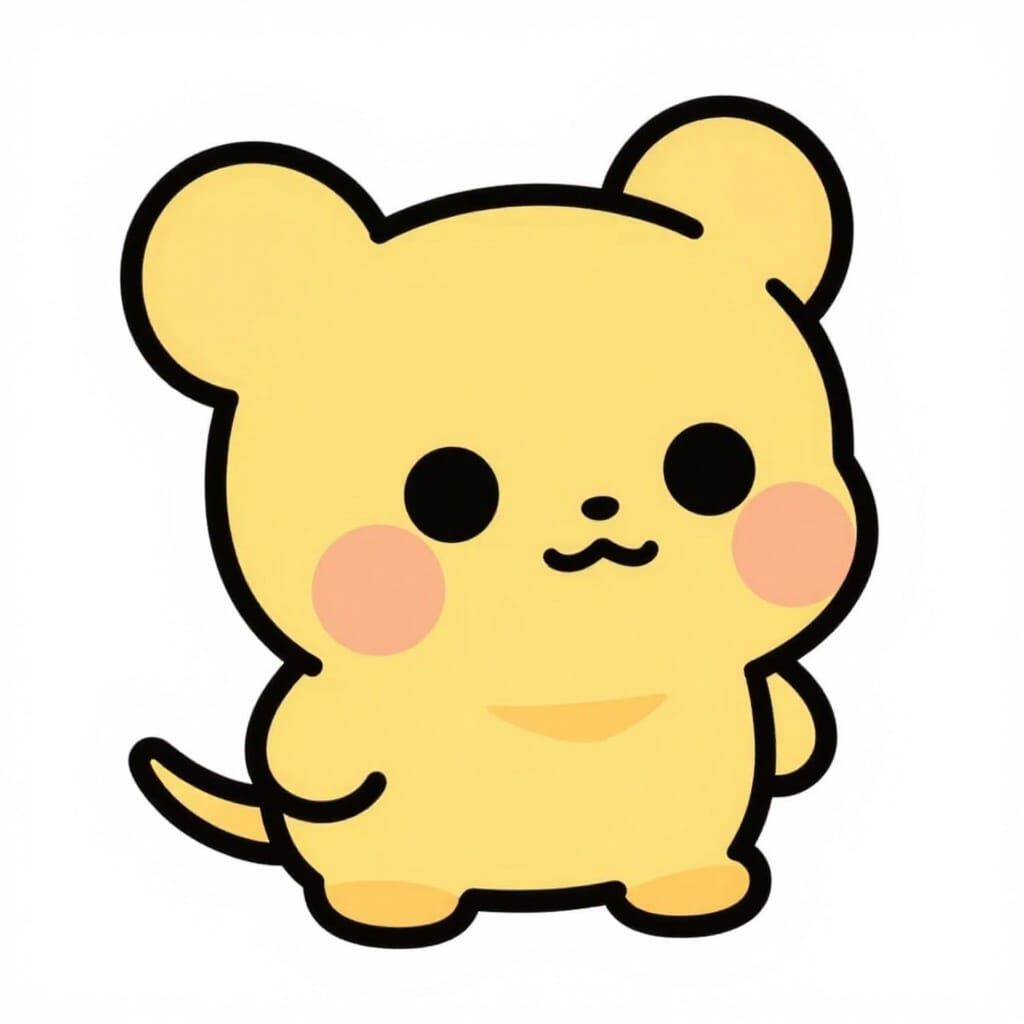 Cute Cartoon Character in Sticker Art Style
