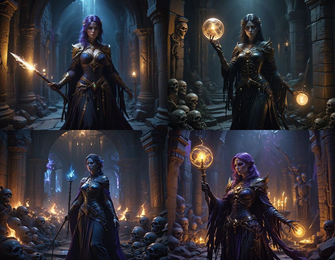 Mystical Sorceress in Dark Dungeon